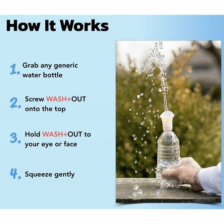 Wash+Out Portable Emergency Eyewash Cup, Screws onto Water Bottles 5001
